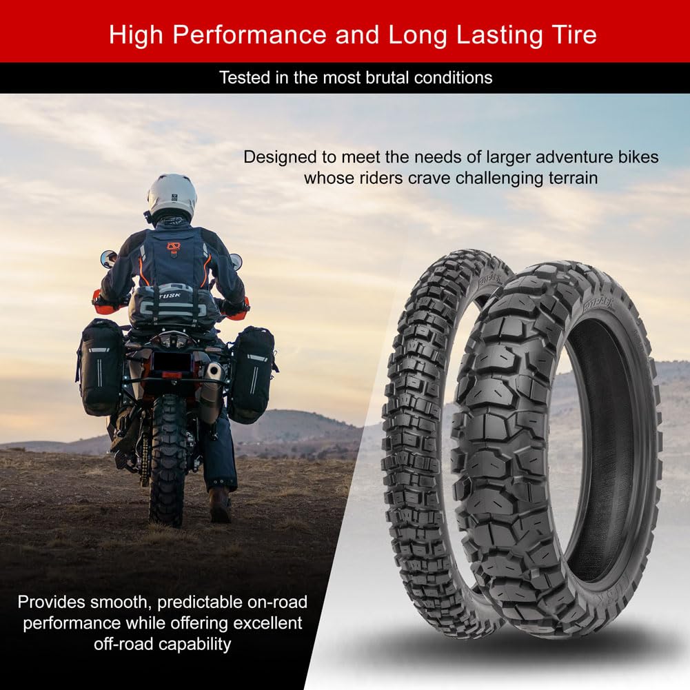 Tusk 2Track Adventure Motorcycle Tire Set â 90/90-21 Front & 130/80-17 Rear â Dual-Sport Off-Road Tires