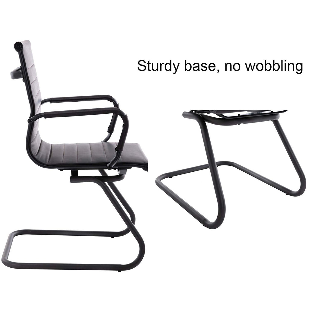 Reception Chairs Leather Conference Guest Chair Heavy Duty Back Support Office Chair, Set of 2 (Navy)
