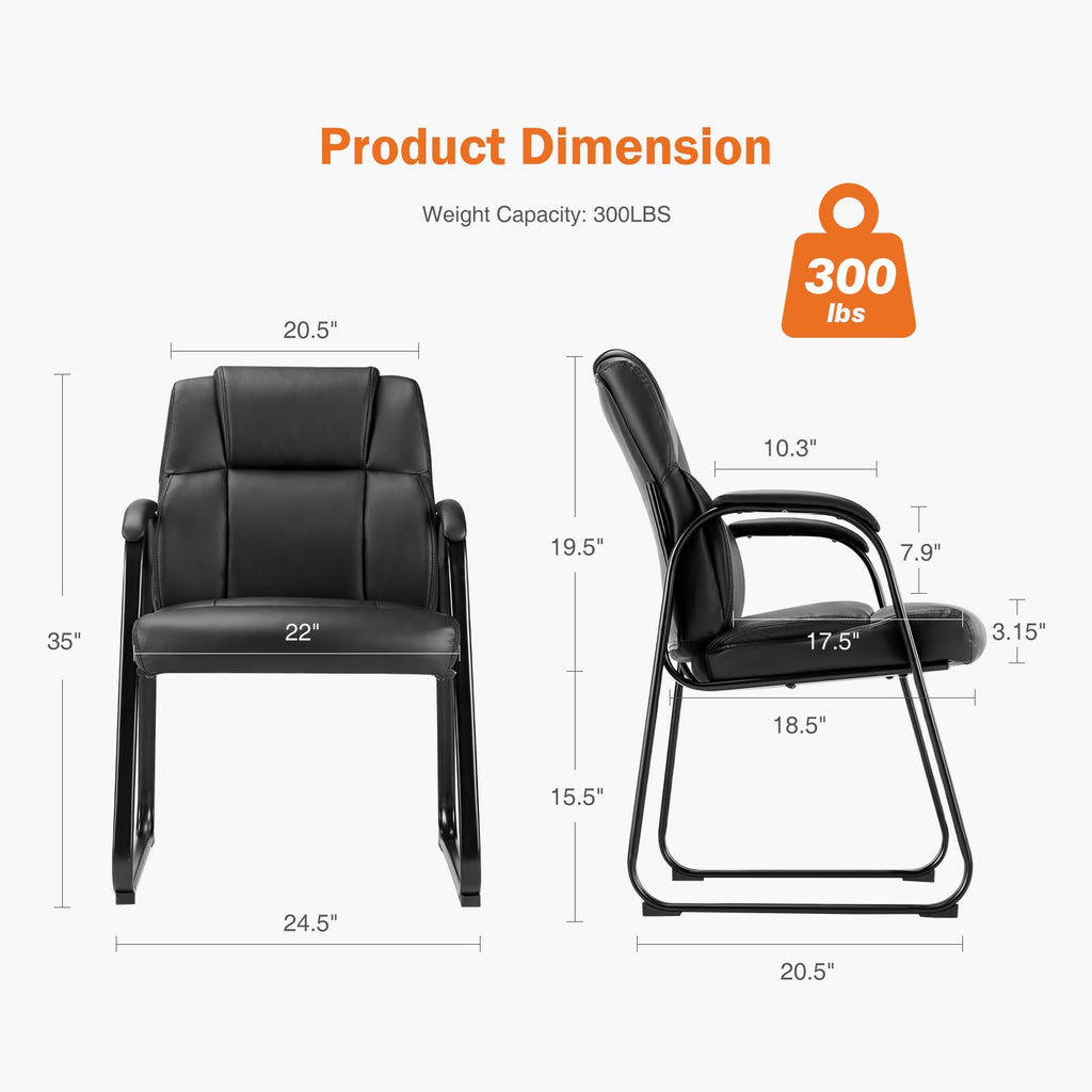 Sweetcrispy Waiting Room Chairs Set of 2, Office Guest Chair for Reception