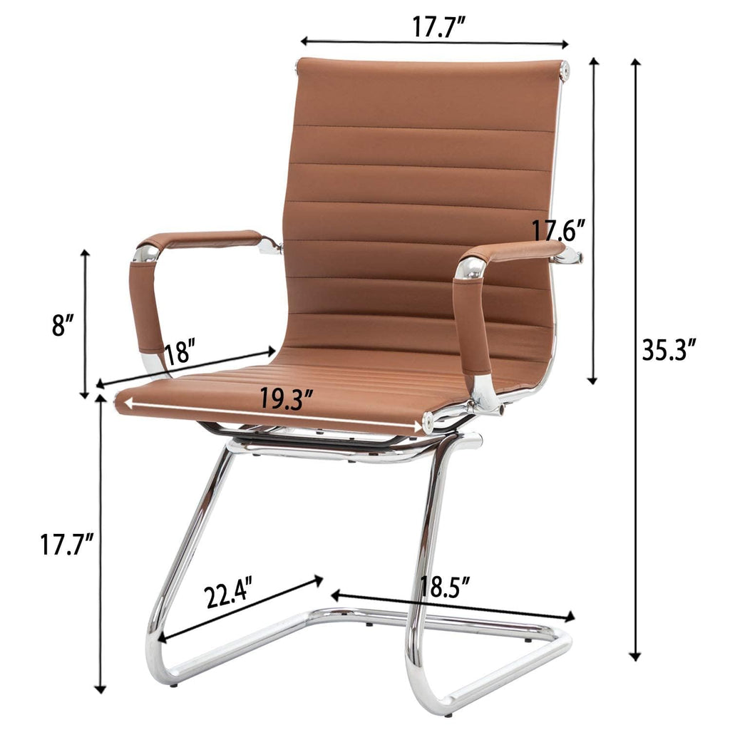 Reception Chairs Leather Conference Guest Chair Heavy Duty Back Support Office Chair, Set of 2 (Navy)