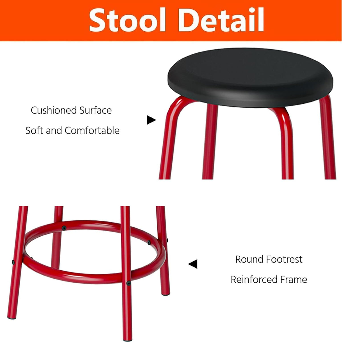 Drafting Table with 2 Metal Storage Drawers & Stool for Adult Teen, Red