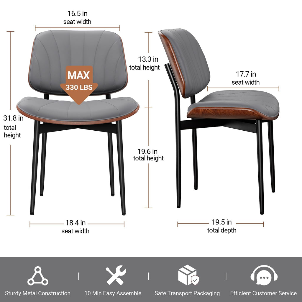 REONEY Dining Chairs Set of 4, Mid-Century Modern Kitchen Chairs, Black