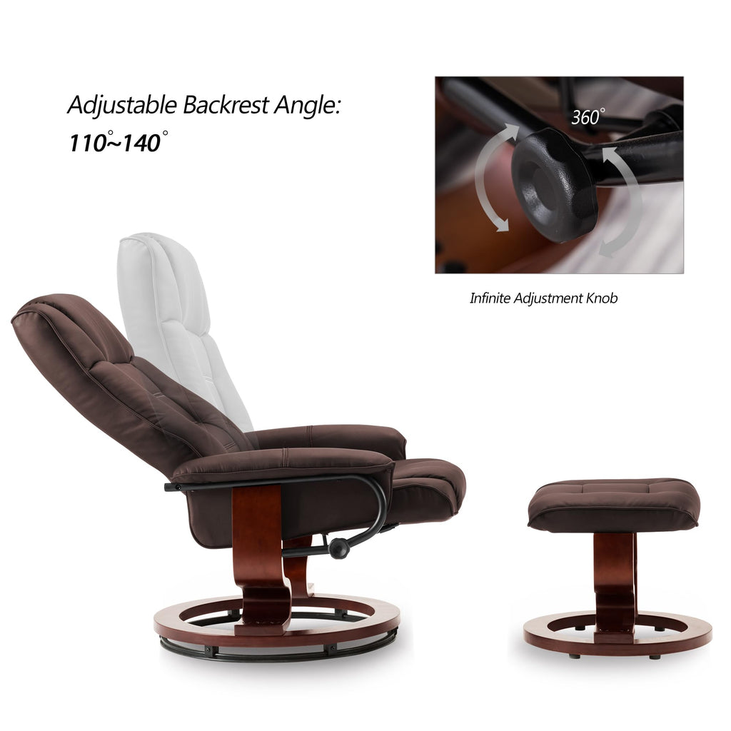 MCombo Manual Swivel Recliner with Ottoman, Faux Leather 9019