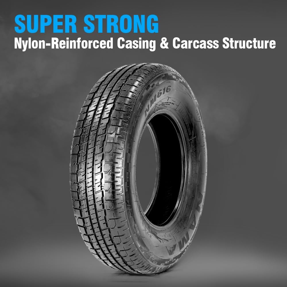 NAMA NM616 Set of 4 ST205/75R15 Trailer Tires, Load Range E 10 Ply Heavy Duty ST Tire Radial Trailer Tire