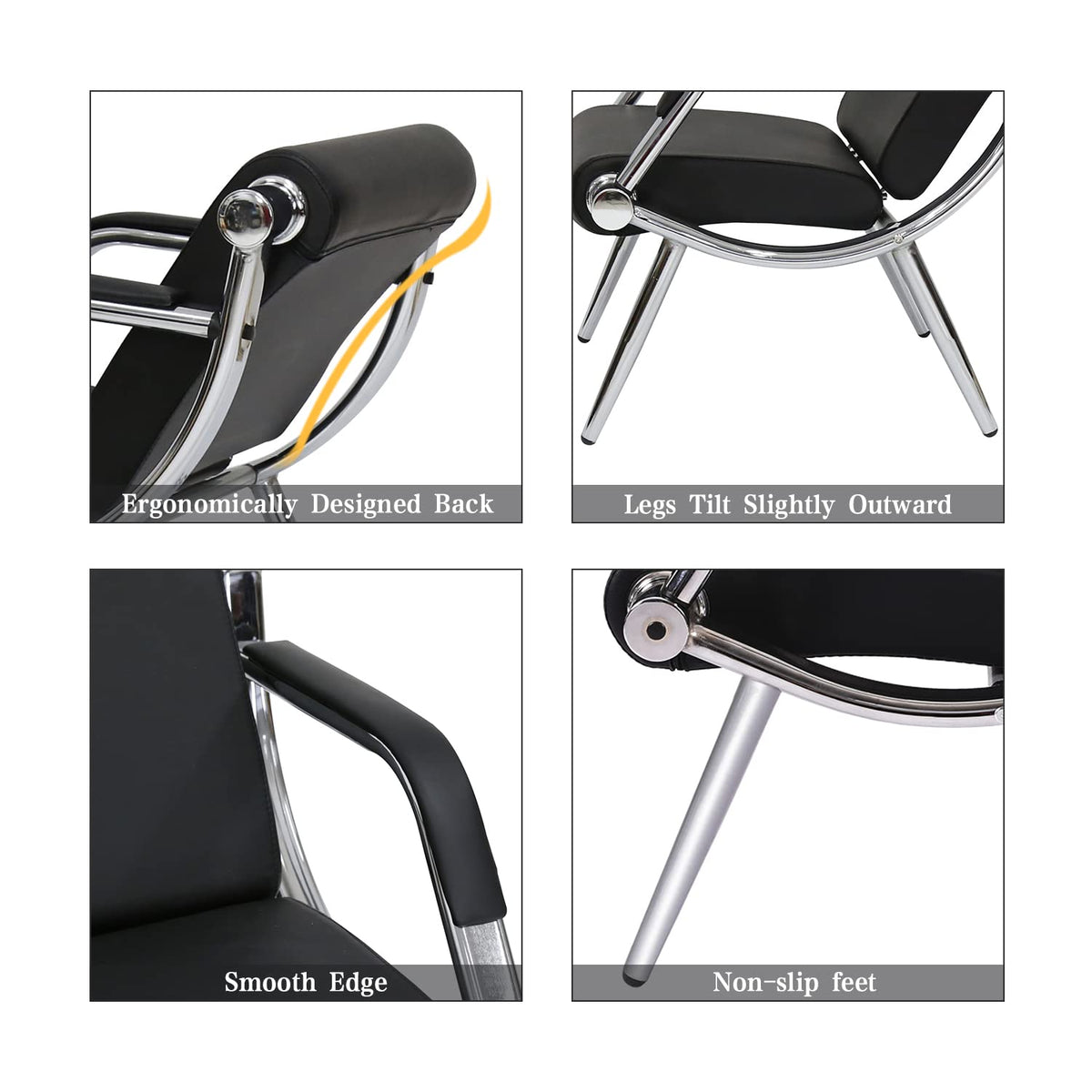 Kinfant Waiting Room Chair- Office Reception Furniture with Armrest and PU Leather Cushion, Office Guest Chair for Waiting Room Airport Hospital Bank Lobby, Black (1 Seat*2+2 Seat)