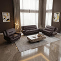Modern Faux Leather Sofa Set â 3-Piece Living Room Couch with Chrome Legs & Padded Armrests â Includes 1-Seater, 2-Seater & 3-Seater â Contemporary Lounge Furniture for Home & Office (Brown)