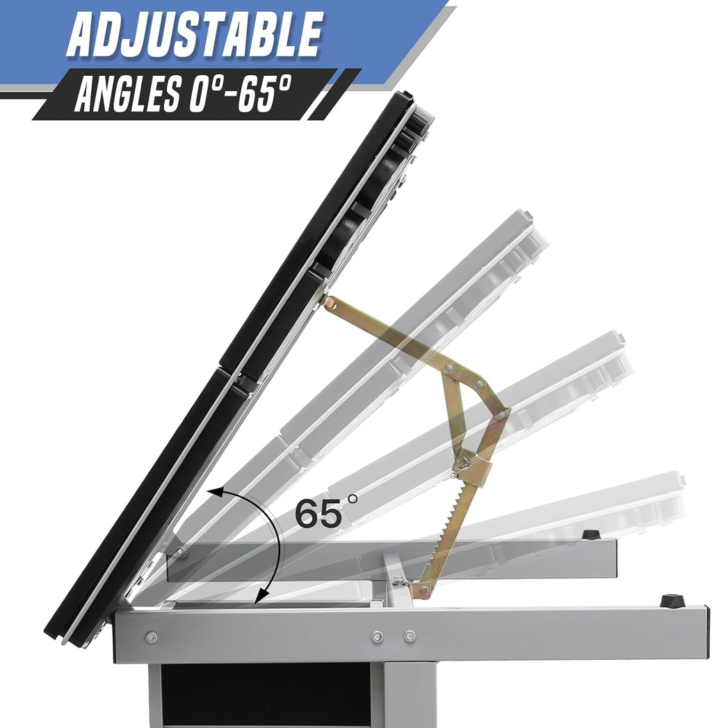 Drafting Table, Clear Glass, Angle Adjustable Top