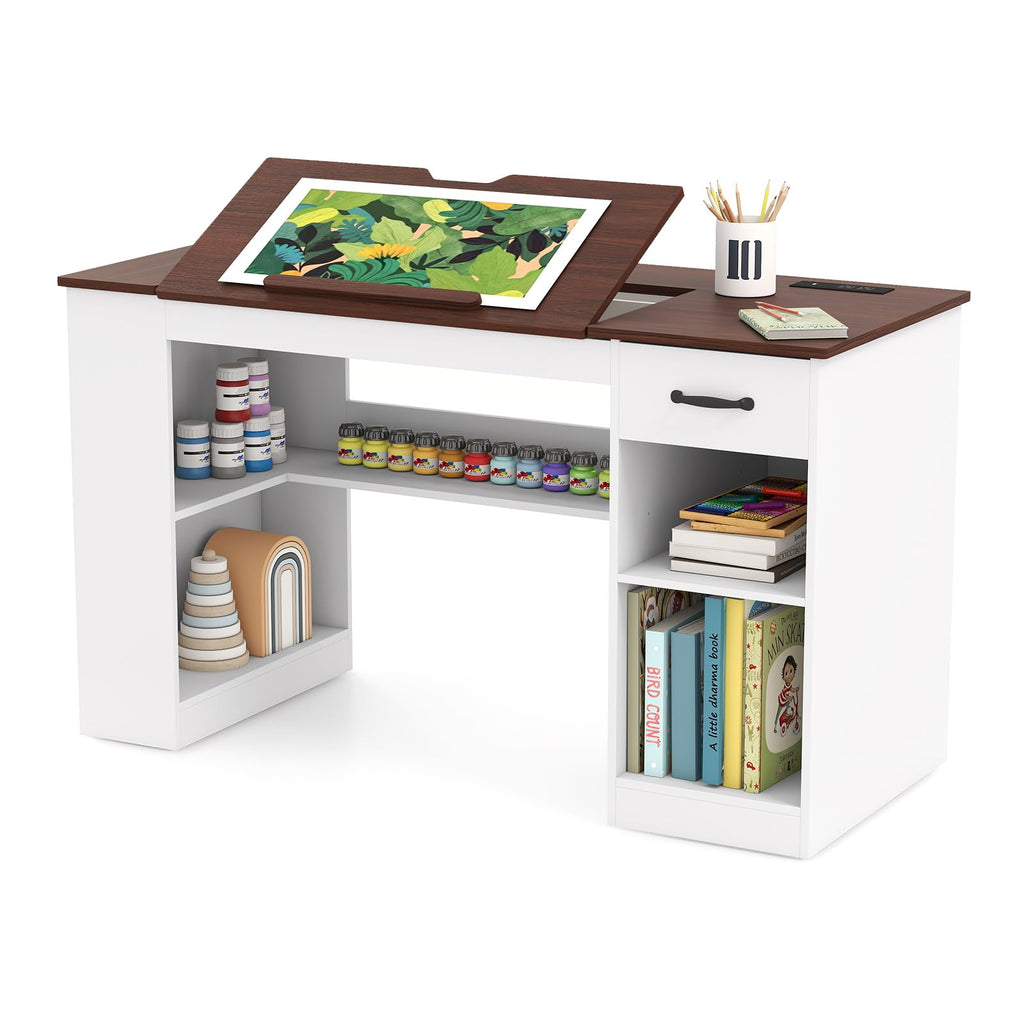 Verano Garden 55.1" Drafting Table, Craft Art Table, Computer Desk, Black