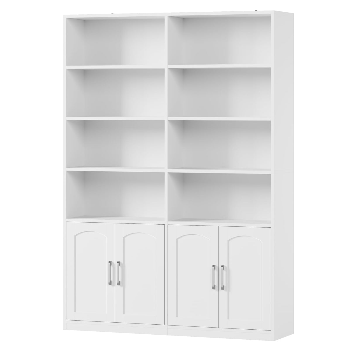 FACBOTALL Bookshelf and Bookcase with Doors, Double Wide Large Bookshelves