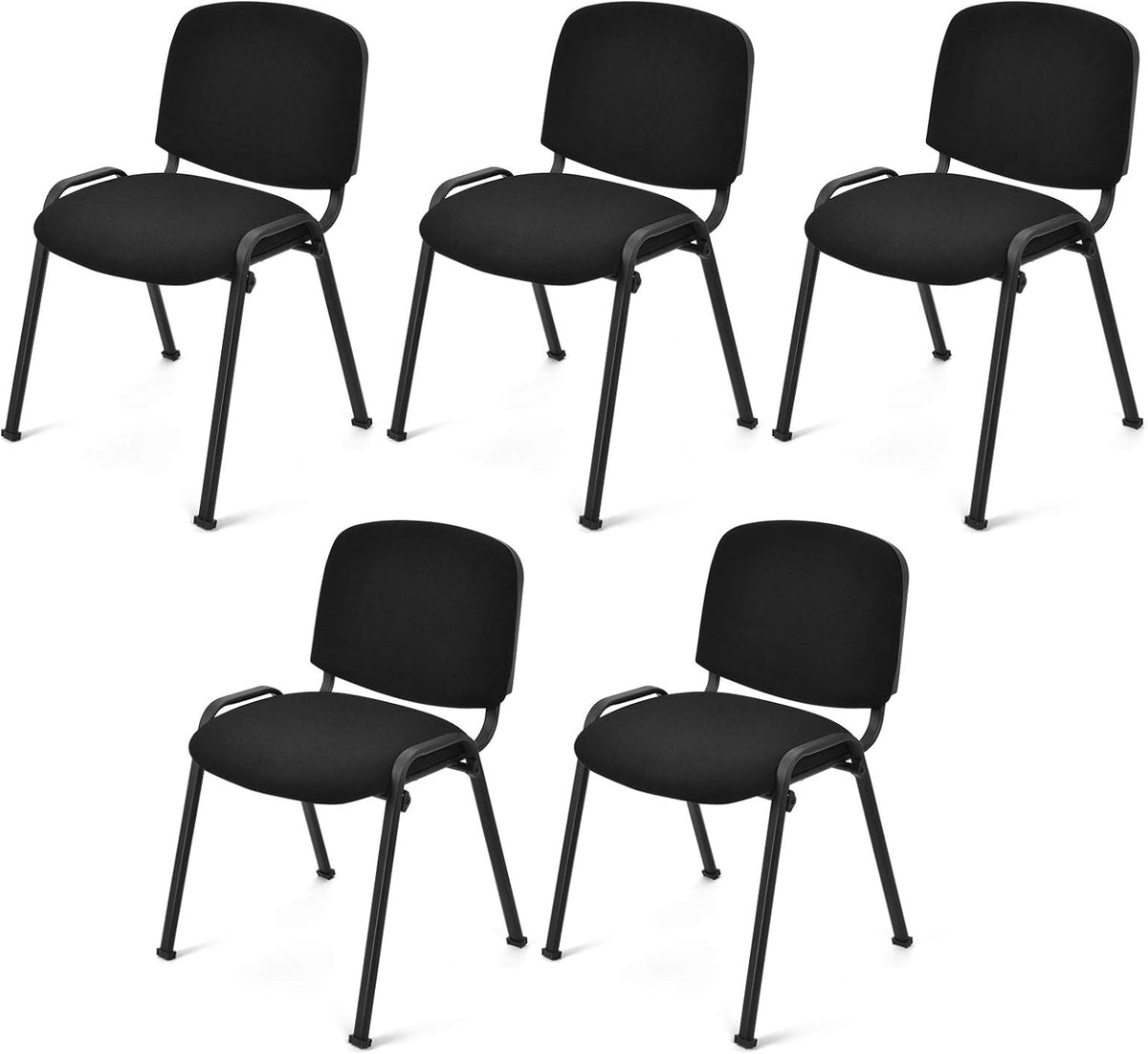 Casart 5 PCS Conference Chair Set W/Steel Frame,Ergonomic Design,Sponge Seat and Back,Stack Chair for Study Waiting Room Guest Reception Room Stackable Office Chairs Furniture Set