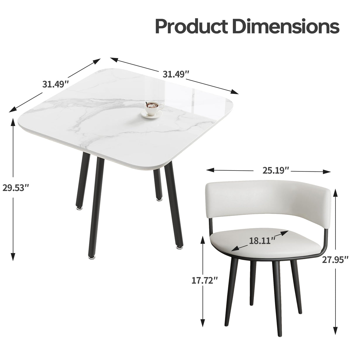 Round Sintered Stone Dining Table Set for 4