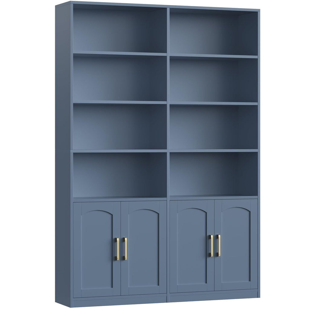 FACBOTALL Bookshelf and Bookcase with Doors, Double Wide Large Bookshelves