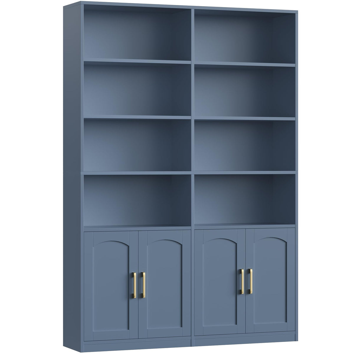 FACBOTALL Bookshelf and Bookcase with Doors, Double Wide Large Bookshelves
