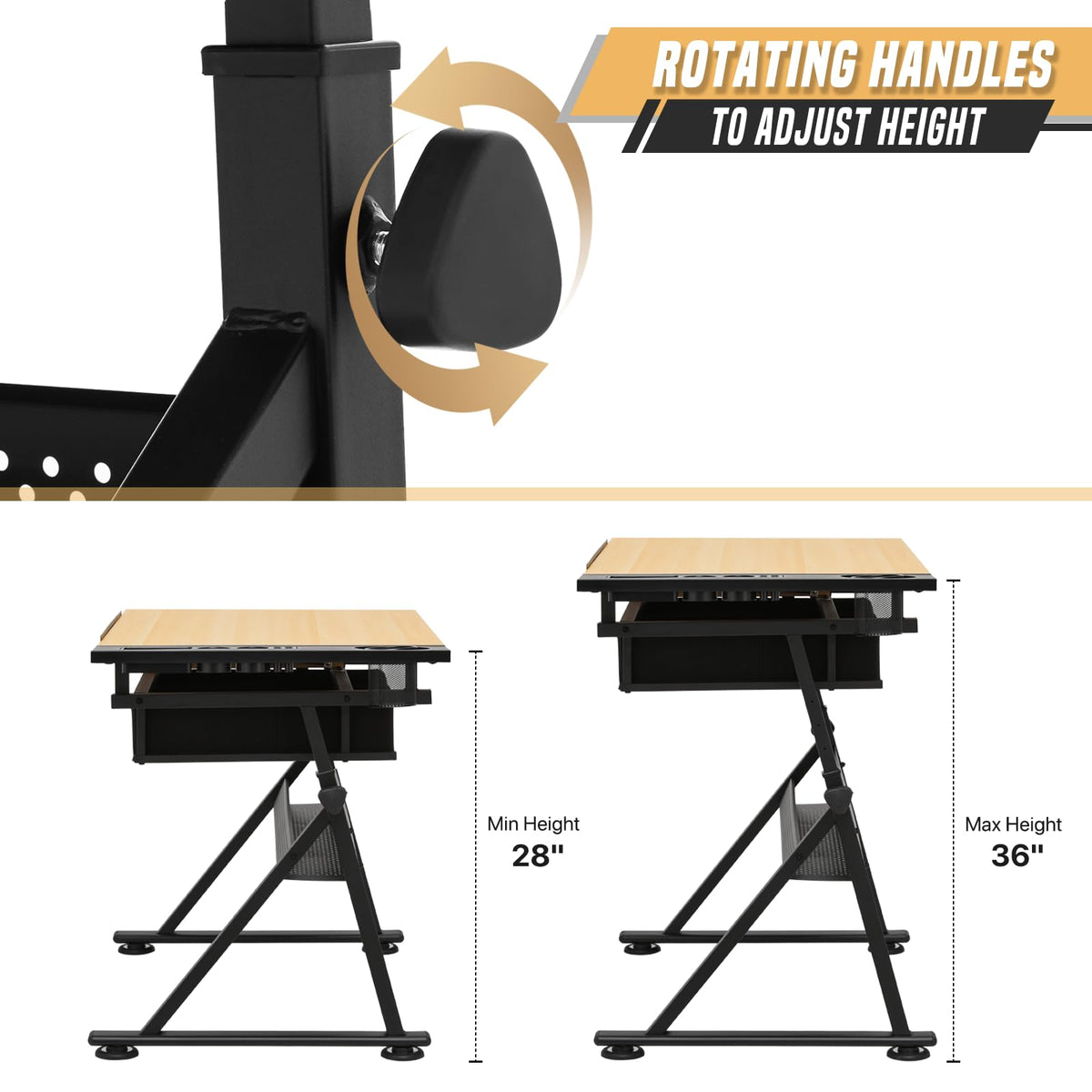 Drafting Table, Clear Glass, Angle Adjustable Top