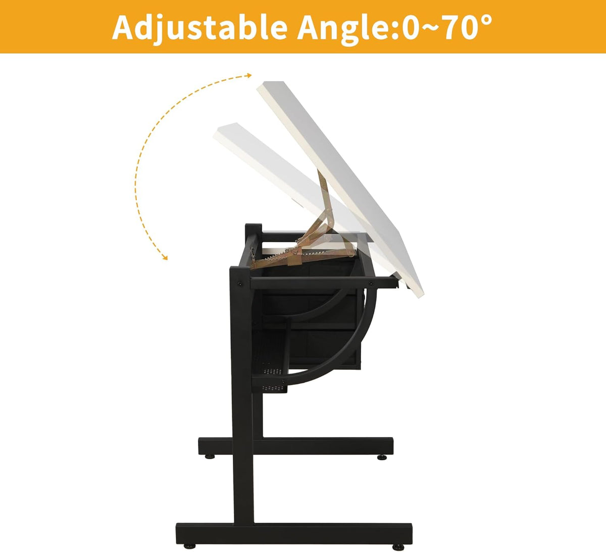Adjustable Art Desk with Storage, 0-75Â° Tilting Drafting Table, 3 Drawers, Free Stool - Ideal for Diamond Painting, Architecture, Animation Projects (White)