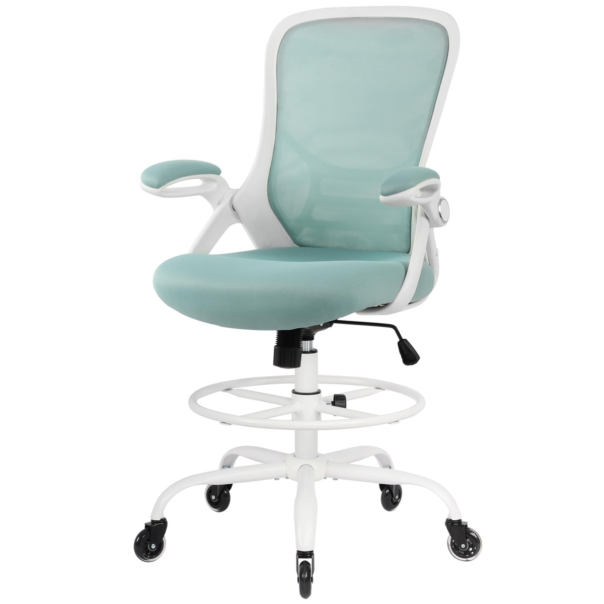 HYLONE Drafting Chair Adjustable, Tall Office Chair Lumbar Support Ergonomic Standing Desk Chair Heavy Duty Tall Drafting Stool for Artists with Footrest Home Office Drafting Stool