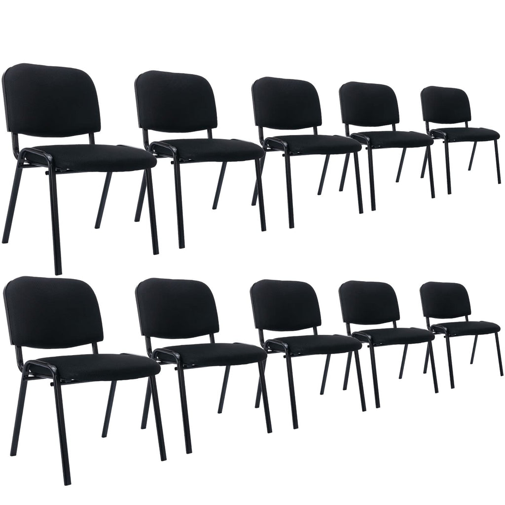 Stackable Office Guest Chairs, Reception Waiting Room Chairs with Padded Seat & Back, Armless No Wheels Conference Chairs for Training, Meeting, Lobby, Set of 5, Black Mesh Fabric