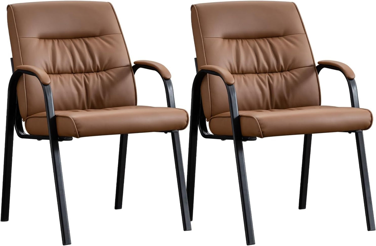 Office Guest Reception Chair Set of 2, Conference Room Chairs Waiting Room Chairs 2 Pack, Modern Leather Office Desk Chair No Wheels.