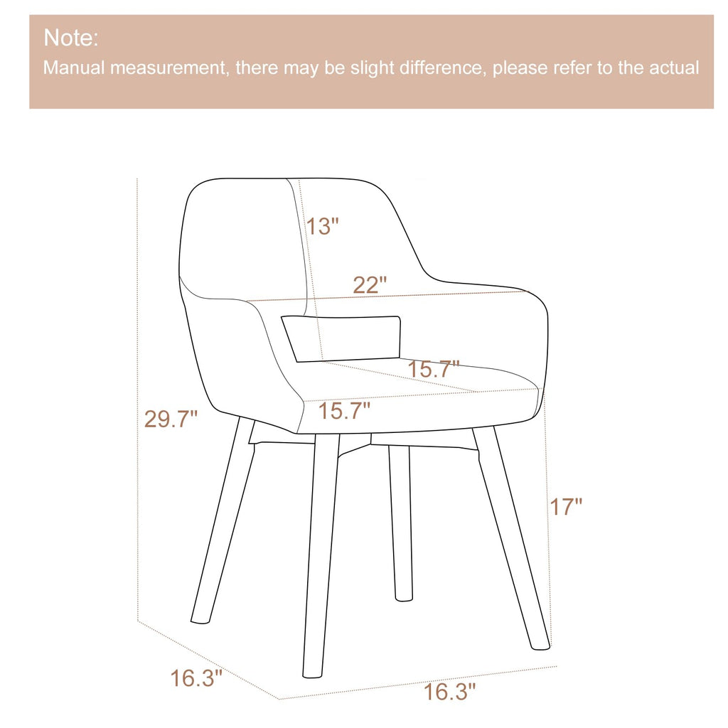 Mid Century Modern Dining Chairs Set of 2 & 4 & 6 Comfy Accent Chair Upholstered Kitchen Dining Living Room Chairs for Bedrooms Waiting Room Home Arm Desk Chair No Wheels (Beige, 2)