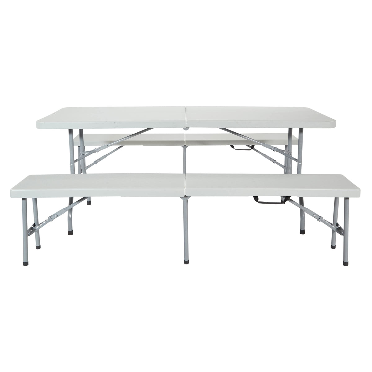 Office Star Resin 5-Piece Folding Square Table and Chair Set, Light Grey
