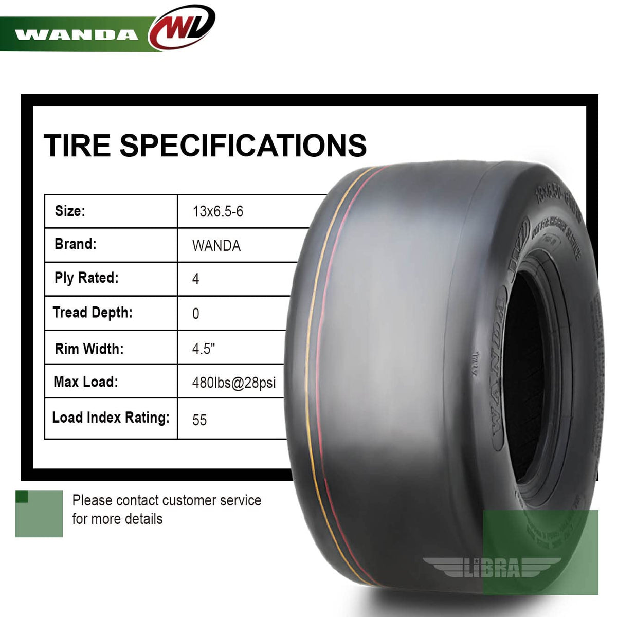 WANDA Set 2 23x10.5-12 Lawn Mower Cart Turf Tires P332 /4 ply - 13049