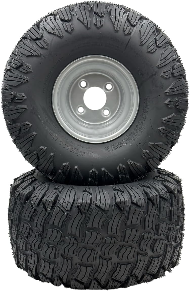 Set of 2 - Silver 20x10.00-8 Reaper Turf Wheel Assembly