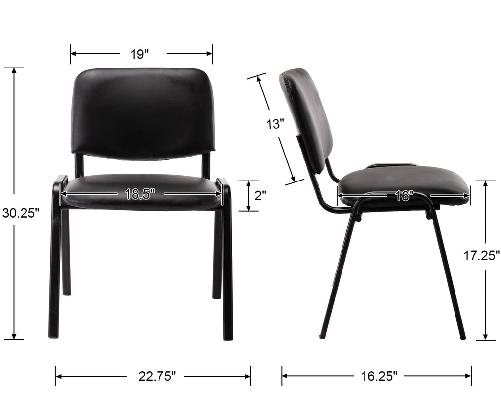 Stackable Office Guest Chairs, Reception Waiting Room Chairs with Padded Seat & Back, Armless No Wheels Conference Chairs for Training, Meeting, Lobby, Set of 5, Black Mesh Fabric