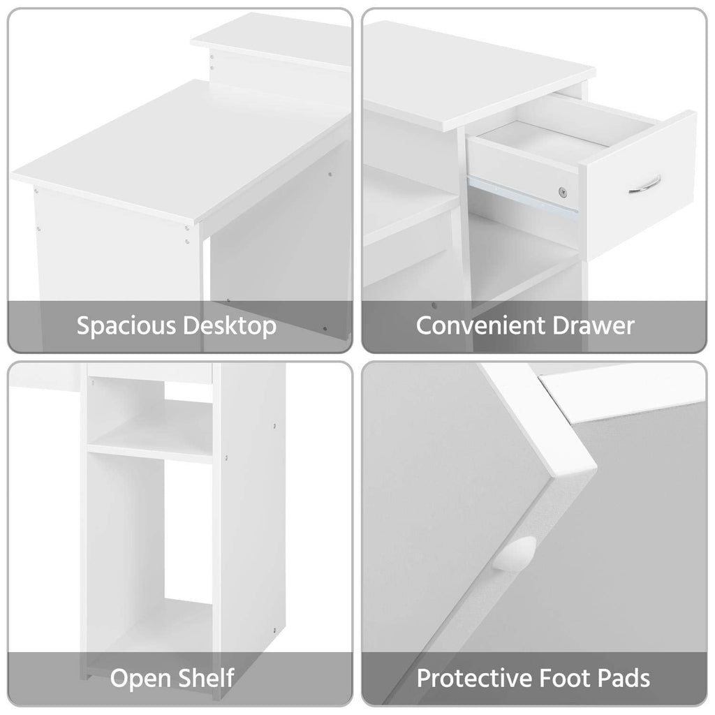 Yaheetech Black Computer Desk and Chair Set with Drawer, Shelves, Mesh Seat