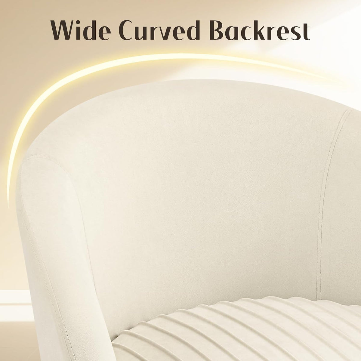 Accent Velvet Makeup Vanity Chairs Set of 2 Boucle Modern Tufted Girls Desk Chair No Wheels with Gold Metal Legs, 20" Extra Wide Armchair for Bedroom Bathroom Dining Room Living Room, Cream Beige