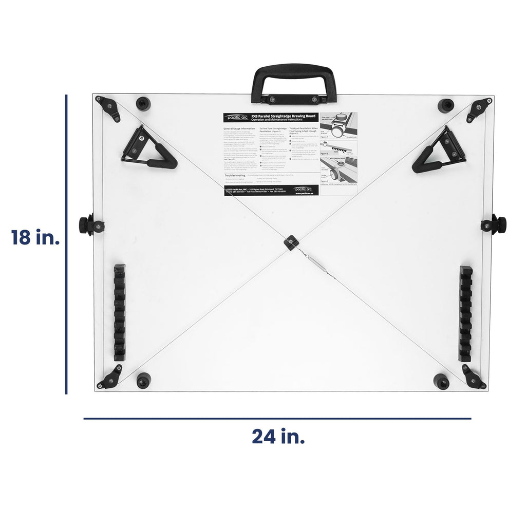 Pacific Arc Table Top Drawing Board with Parallel Bar, White, 24 inches by 36 inches