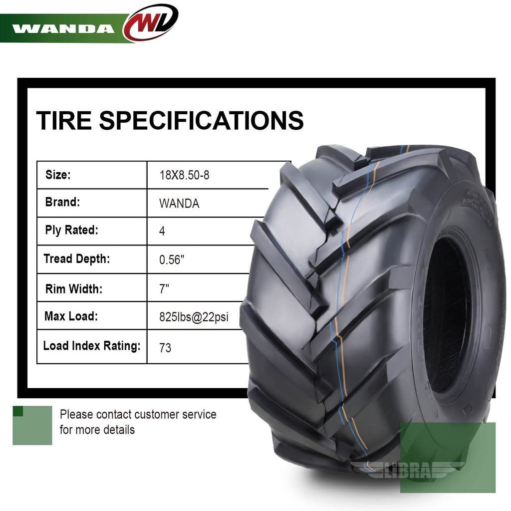 WANDA 4PC 15X6-6 & 20X10-8 Lawn Mower Tractor Tires Super Lug -13078/13071