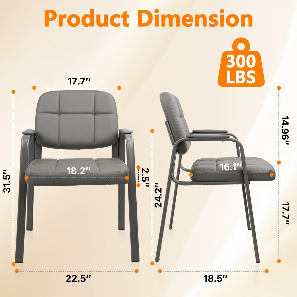 CLATINA Waiting Room Guest Chair with Bonded Leather Padded Arm Rest for Office Reception and Conference Desk Black with Sled Base Brown 1 Pack
