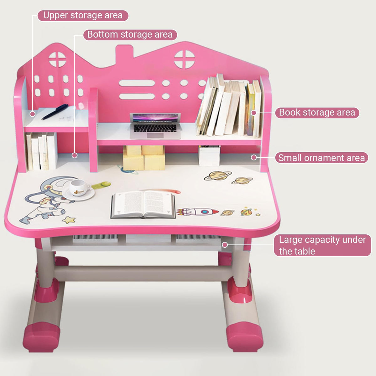 Kids Study Desk and Chair Set for 3-18 Years, Adjustable Height