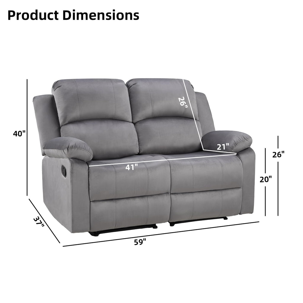 EBELLO Manual Faux Leather Reclining Couch Set for Living Room, Include 1 Recliner Chair, 1 Loveseat Sofa, Recliner Sofa Furniture Set for Home and Office, Black