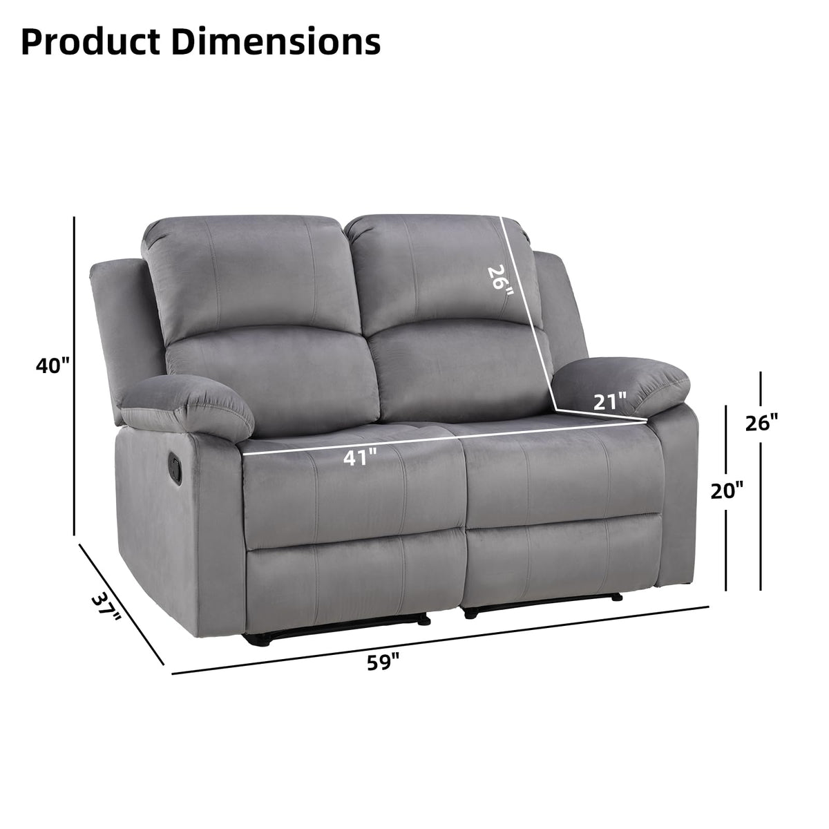 EBELLO Manual Faux Leather Reclining Couch Set for Living Room, Include 1 Recliner Chair, 1 Loveseat Sofa, Recliner Sofa Furniture Set for Home and Office, Black