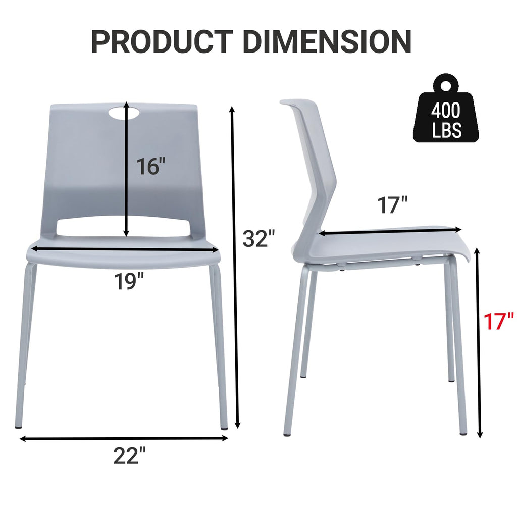 Sidanli Stackable Office Chairs, Red Guest Chairs with Comfortable Streamline Seat, Stacking Chairs No Wheels for Conference Room, Set of 4