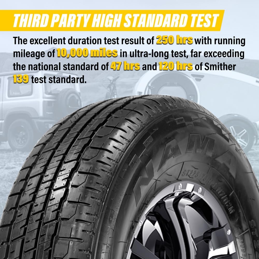 NAMA NM616 Set of 4 ST205/75R15 Trailer Tires, Load Range E 10 Ply Heavy Duty ST Tire Radial Trailer Tire