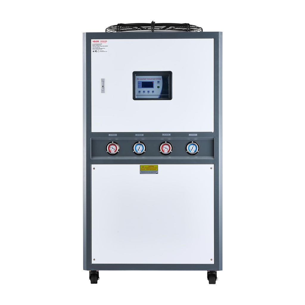 VEVOR Air Cooled Water Chiller, 5 Ton Portable, 5HP/3.75KW Compressor Motor, 53L Capacity Stainless Steel Water Tank, Finned Condenser with Micro-Computer Control, Industrial Chiller for Cooling Water