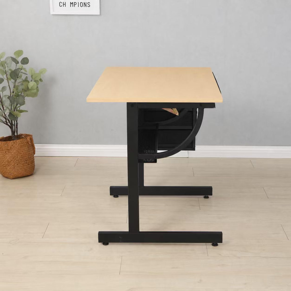 Drafting Table, Height Adjustable Art Table with Stool,T1-All White