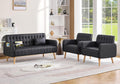 57â Small Faux Leather Loveseat Couch and Accent Chair Set of 2 (3, Black)