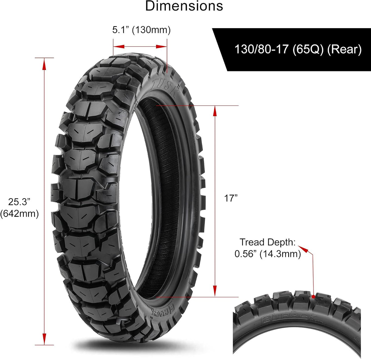 Tusk 2Track Adventure Motorcycle Tire Set â 90/90-21 Front & 130/80-17 Rear â Dual-Sport Off-Road Tires