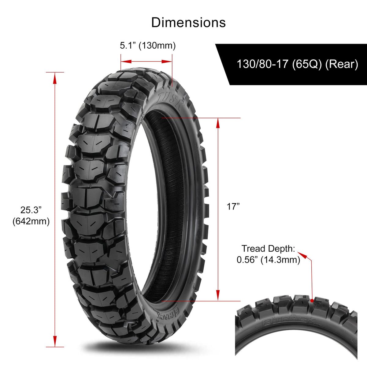 Tusk 2Track Adventure Motorcycle Tire Set â 90/90-21 Front & 130/80-17 Rear â Dual-Sport Off-Road Tires