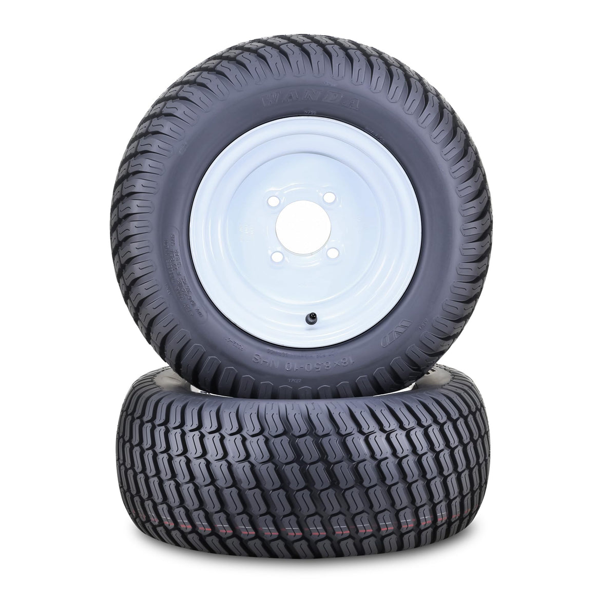 WANDA Lawn Mower Tire Wheel 18X8.5-8 4PR w/4X4" PCD Silver Rim-13028, Set 2