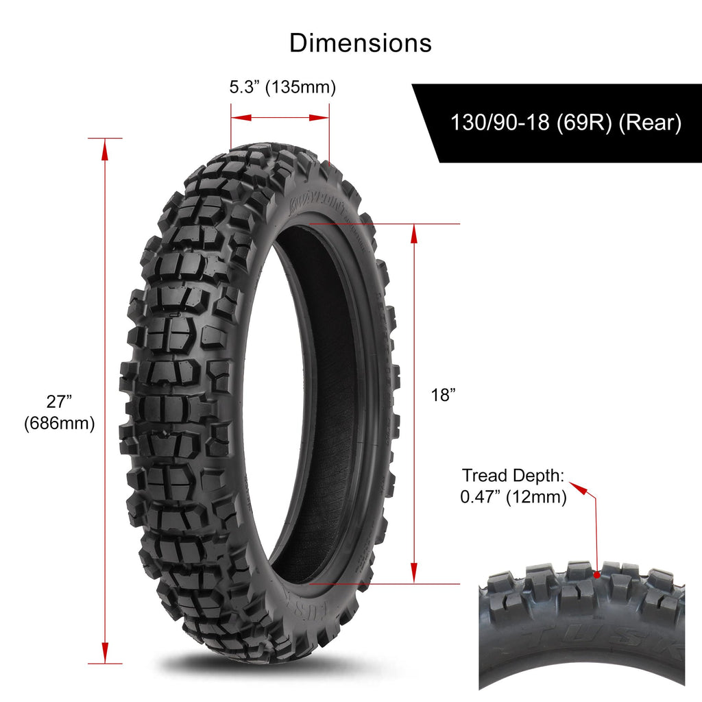 Tusk Waypoint Adventure Motorcycle Tire Set â 90/90-21 Front & 130/90-17 Rear (68R) Tube Type