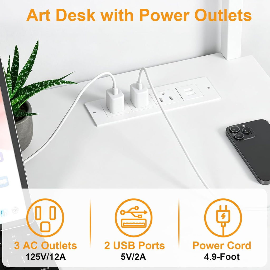Drafting Table with Storage Drawers & Shelf Adjustable Tilting Art Craft Desk Drawing Painting Sketching Multifunctional Workstation for Home Office