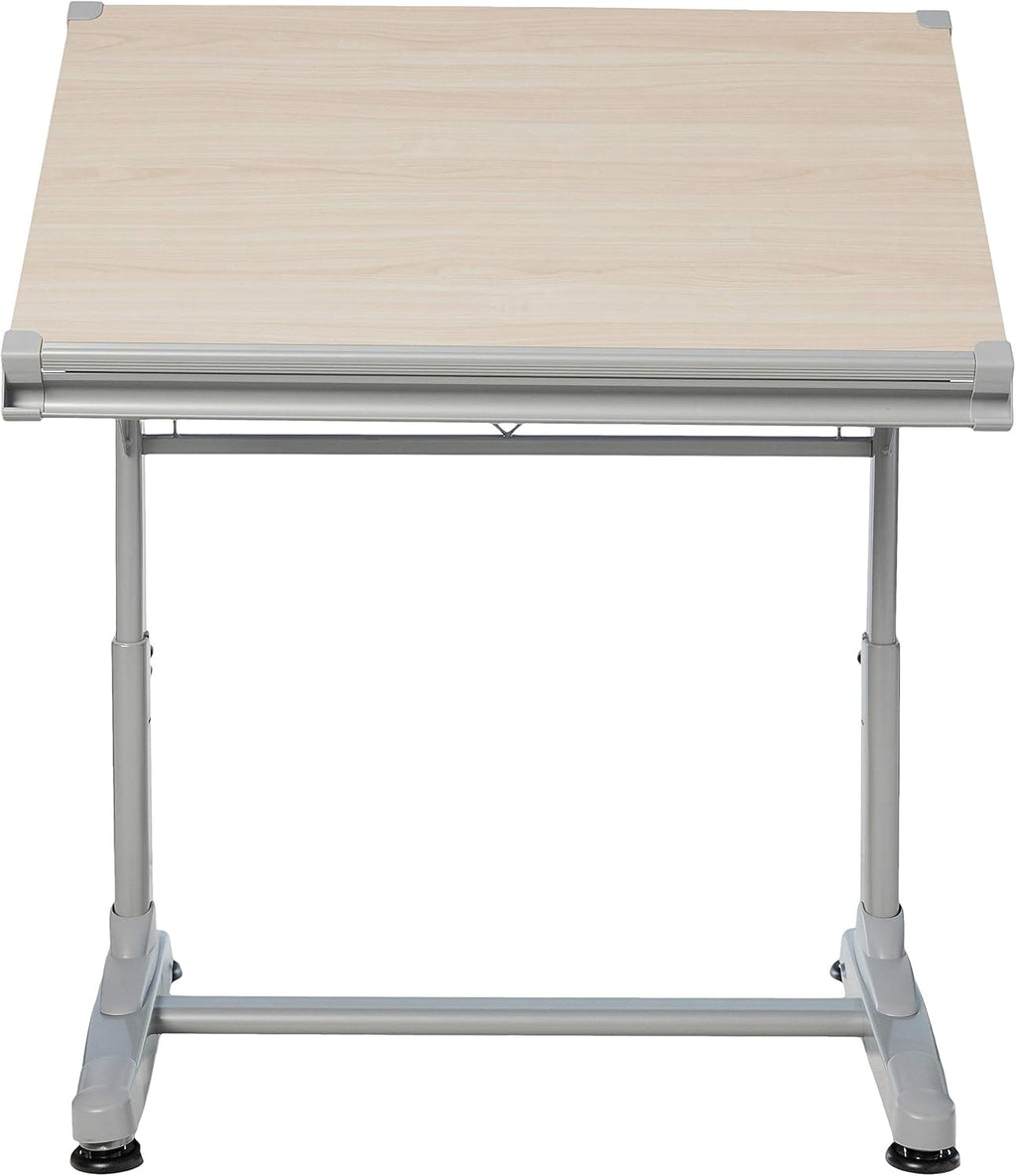 Stand Up Desk Store Adjustable Height and Angle Drafting Table Drawing Desk with Large Surface (Silver Frame/Birch Top, 40" W X 26" D)