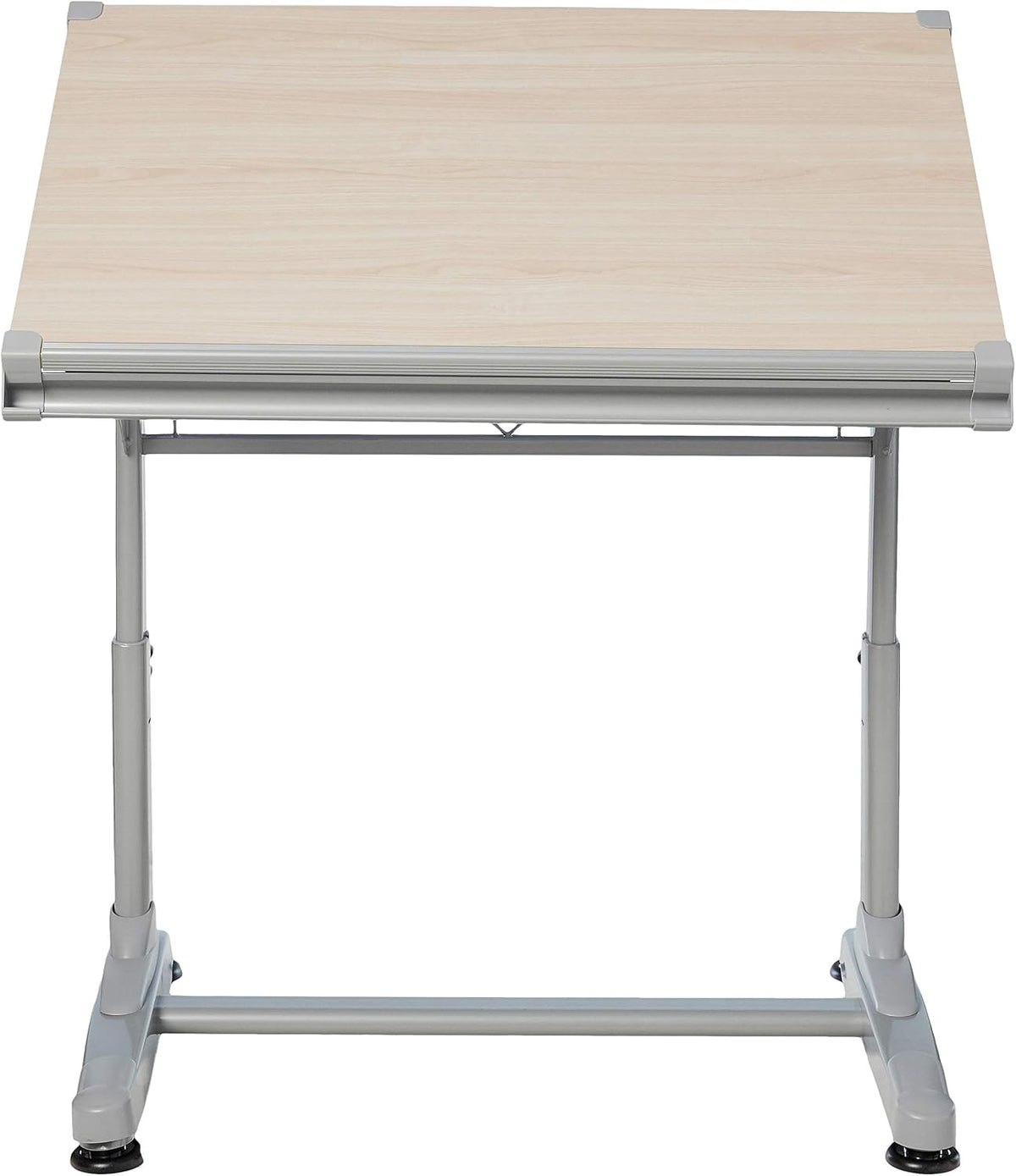 Stand Up Desk Store Adjustable Height and Angle Drafting Table Drawing Desk with Large Surface (Silver Frame/Birch Top, 40" W X 26" D)