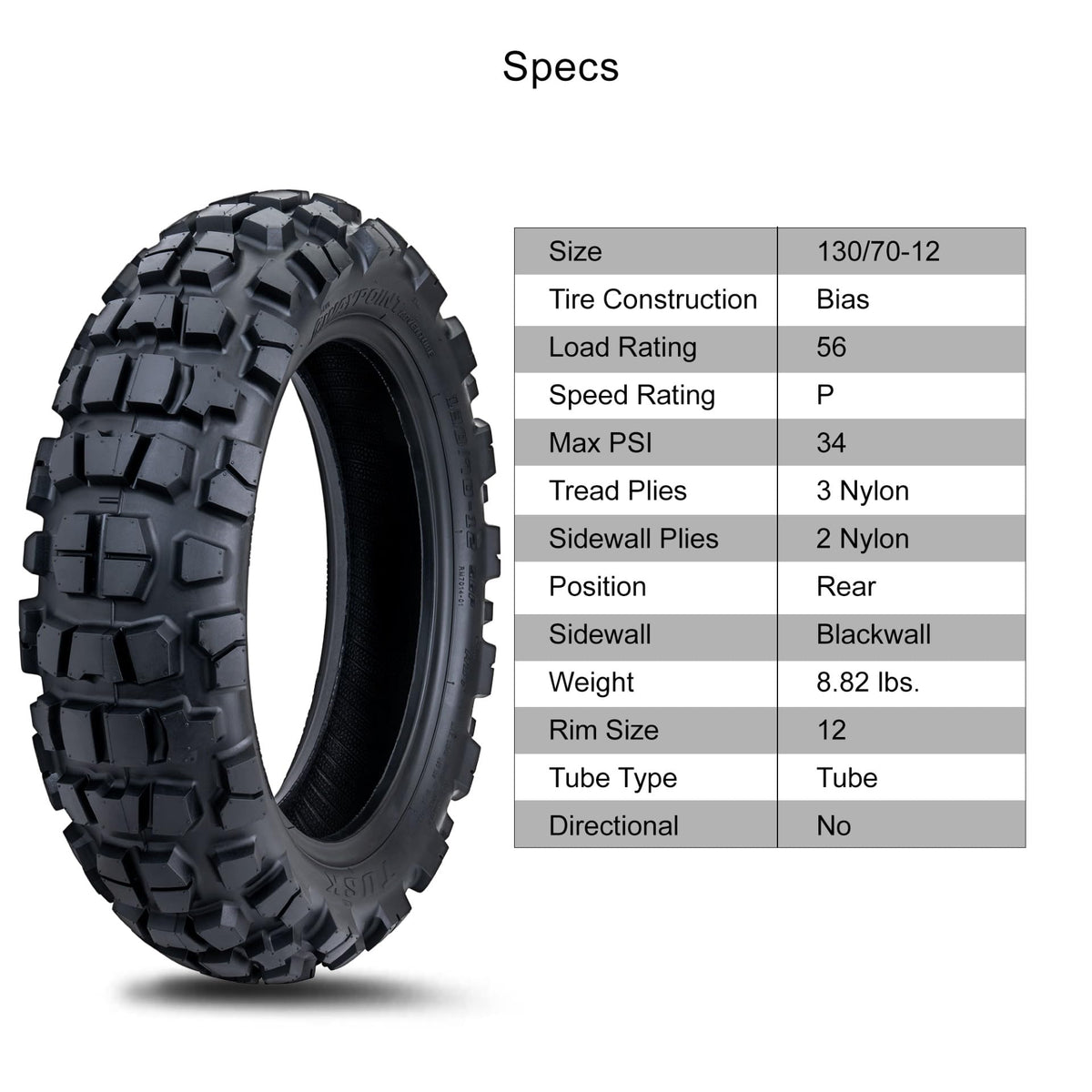 Tusk Waypoint Adventure Motorcycle Tire Set â 90/90-21 Front & 130/90-17 Rear (68R) Tube Type