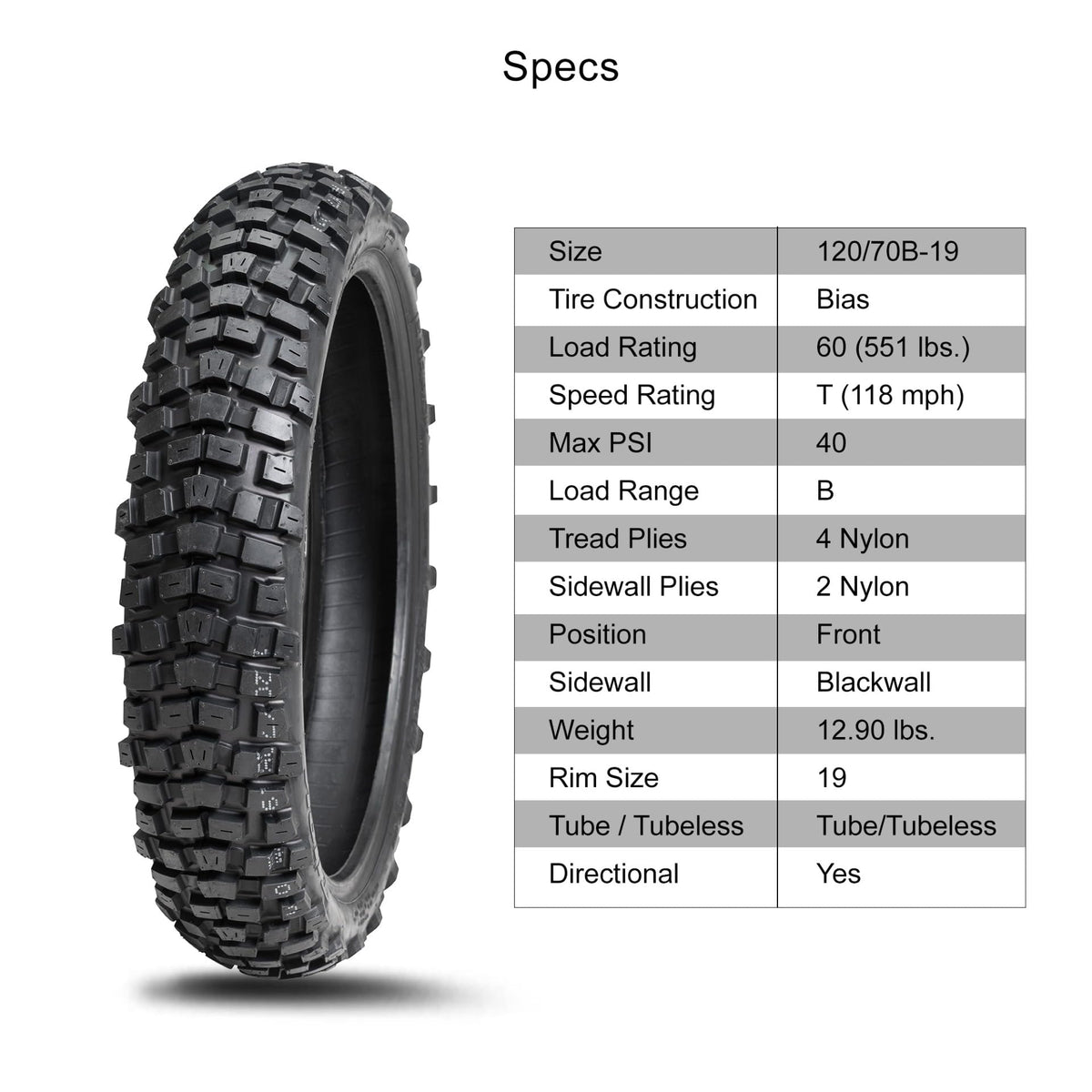 Tusk 2Track Adventure Motorcycle Tire Set â 90/90-21 Front & 130/80-17 Rear â Dual-Sport Off-Road Tires