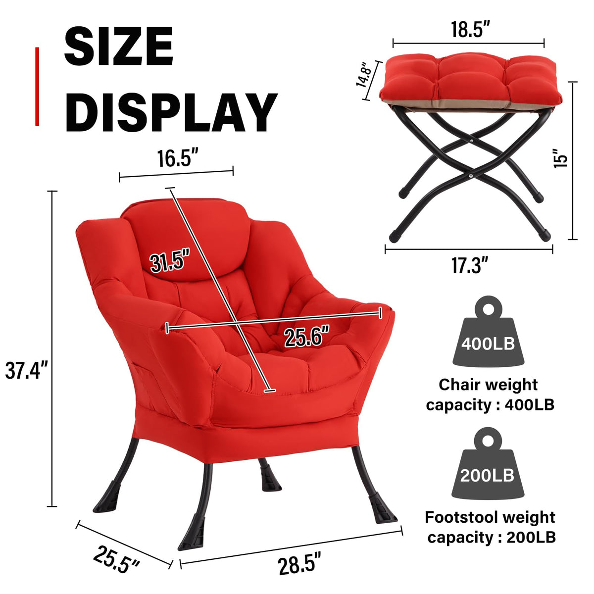 Modern Lazy Chair with Ottoman Lounge Accent Reading Chair for Living Room